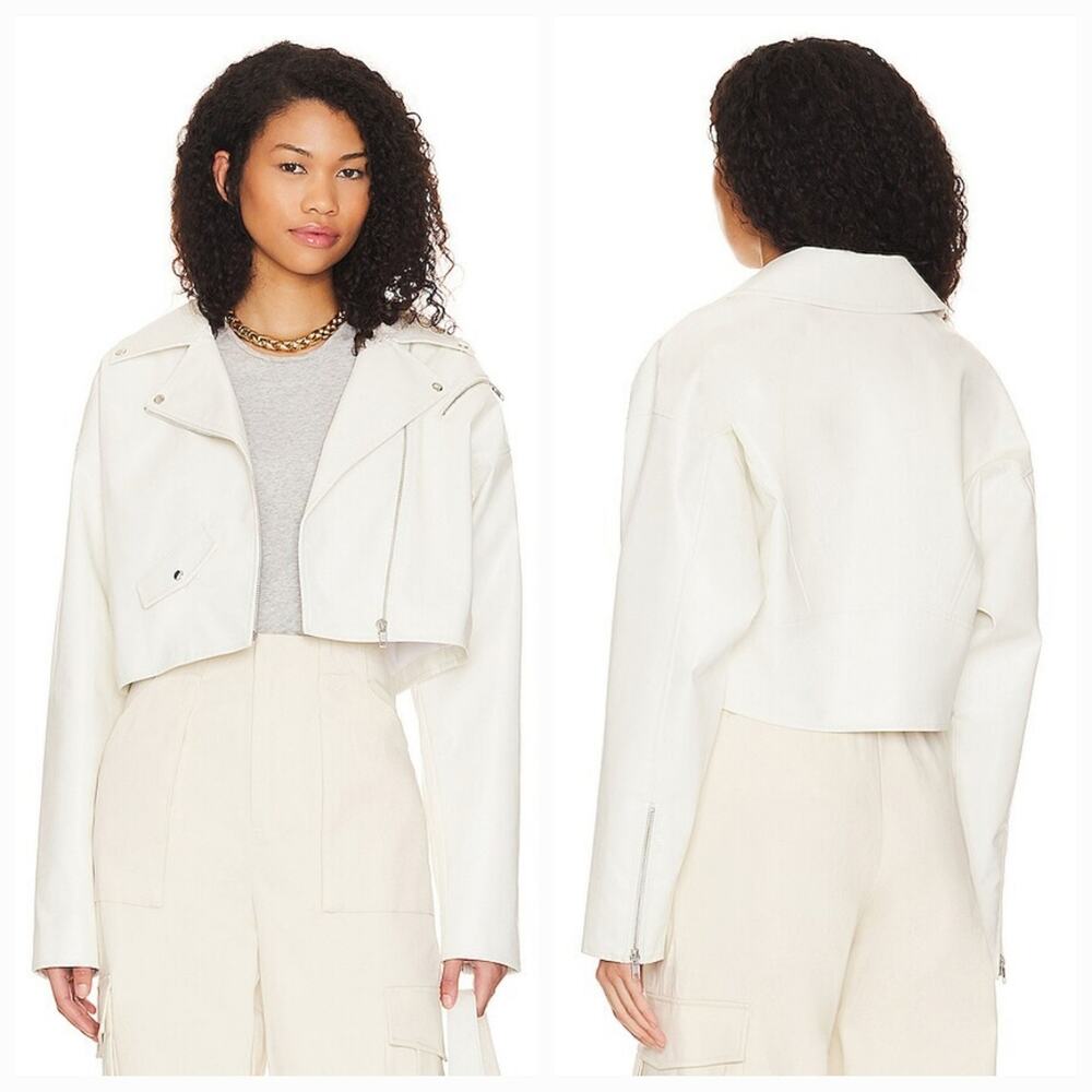 Lovers and Friends Jette Moto Jacket in Bright White XXS